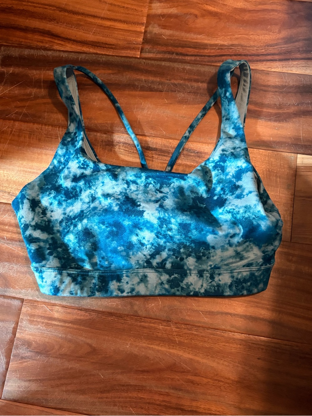 Athleta Blue Tie Dye Strappy Back Sports Bra Size Small (733)